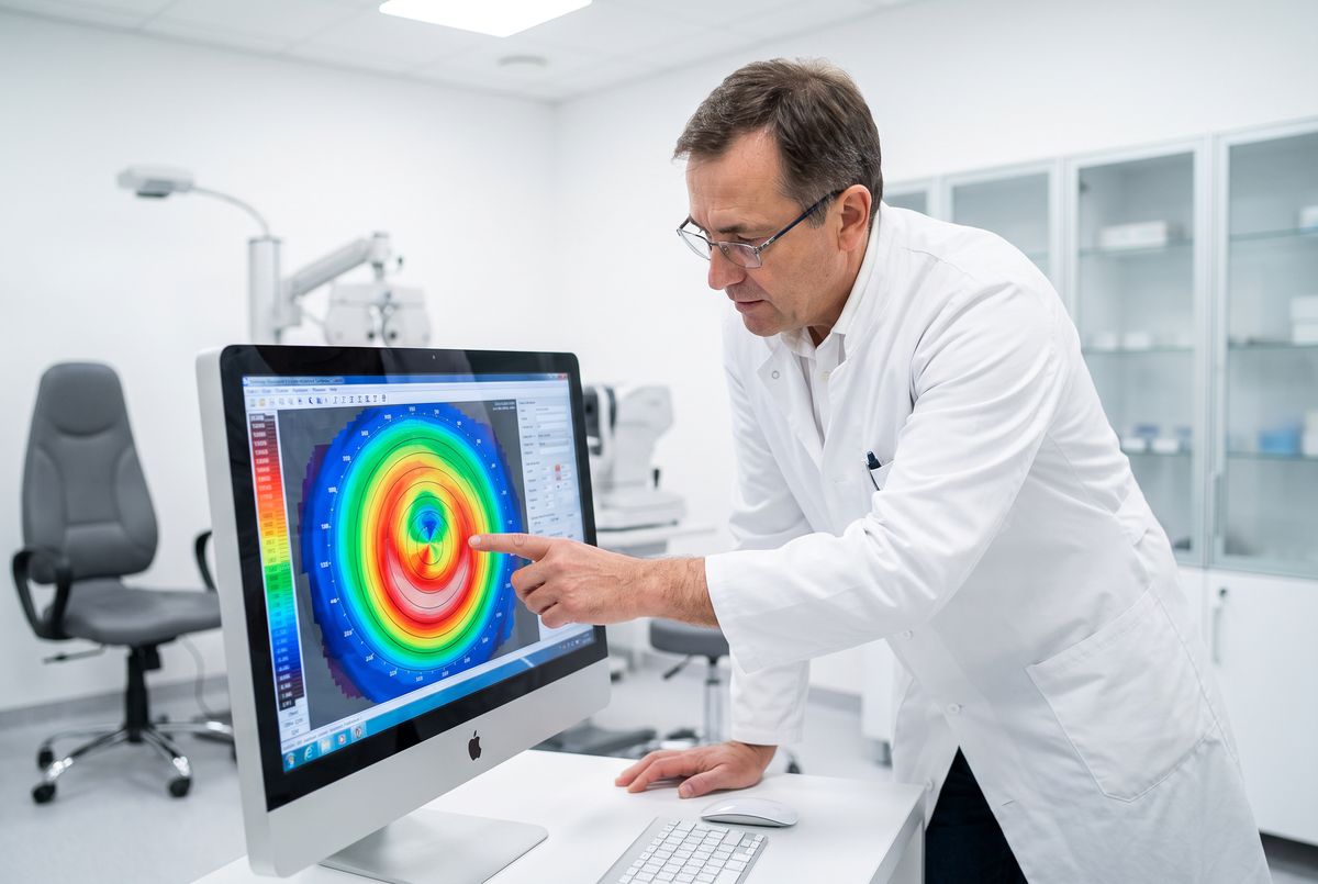Exame de biometria ocular — equipamento de medição do olho